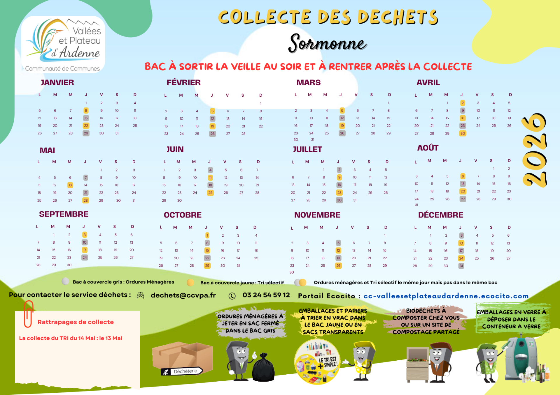 Calendrier collecte sormonne 2026